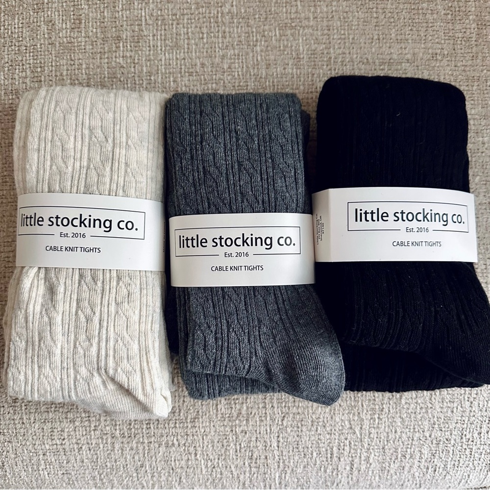 Little Stocking Co Cable Knit Tights Bundle Sz 7-8 New